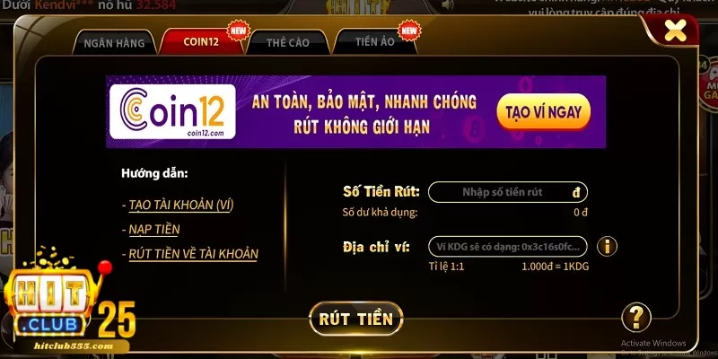 Hướng dẫn cách rút tiền tại cổng game bài HitClub